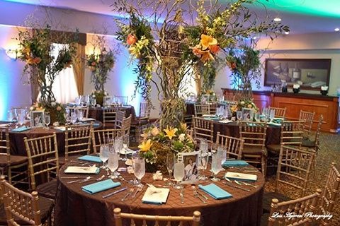 banquet hall theme blue brown