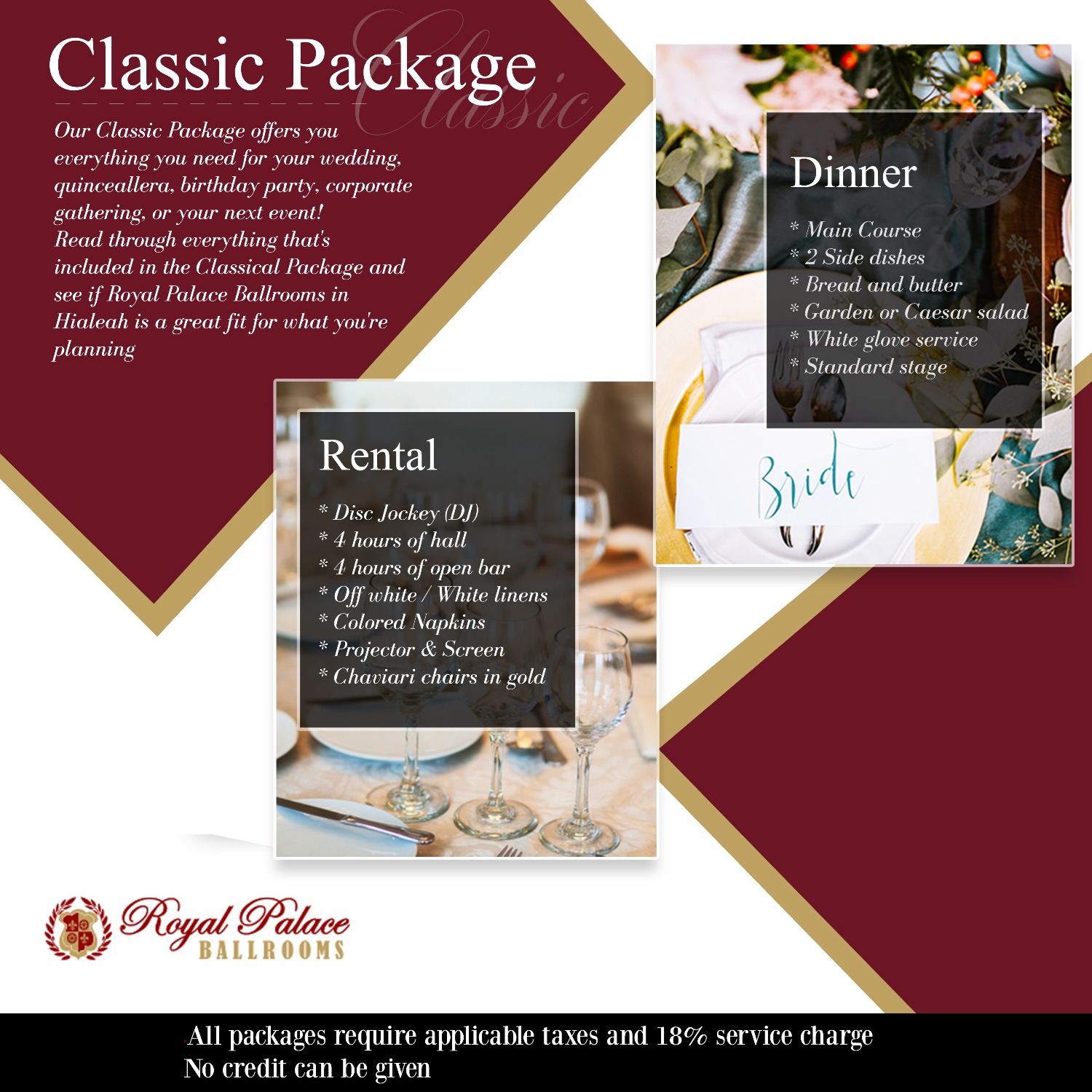 Discount banquet packages