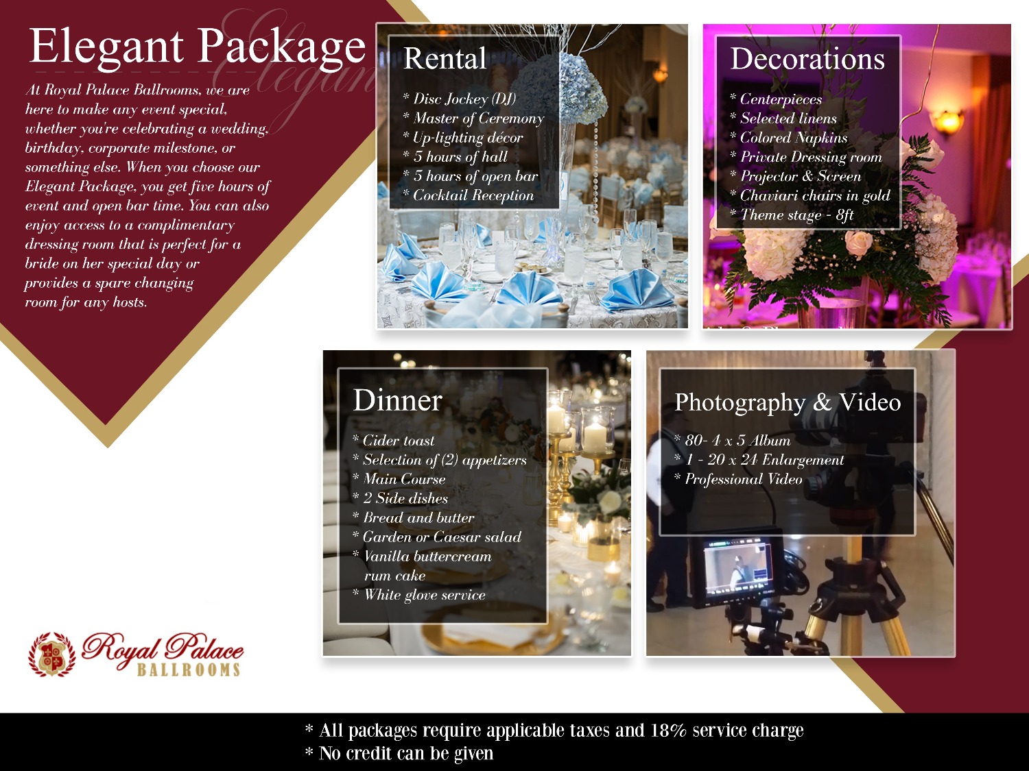 Elegant Package Royal Palace Ballrooms